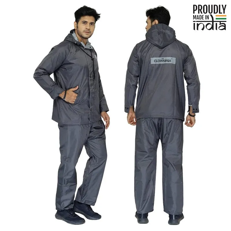 Single: Men Rainwear - Waterproof, Reversible & Reflective | Set of Top & Bottom | XXX-Large | Prime Grey