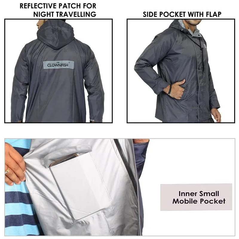 Single: Men Rainwear - Waterproof, Reversible & Reflective | Set of Top & Bottom | XXX-Large | Prime Grey
