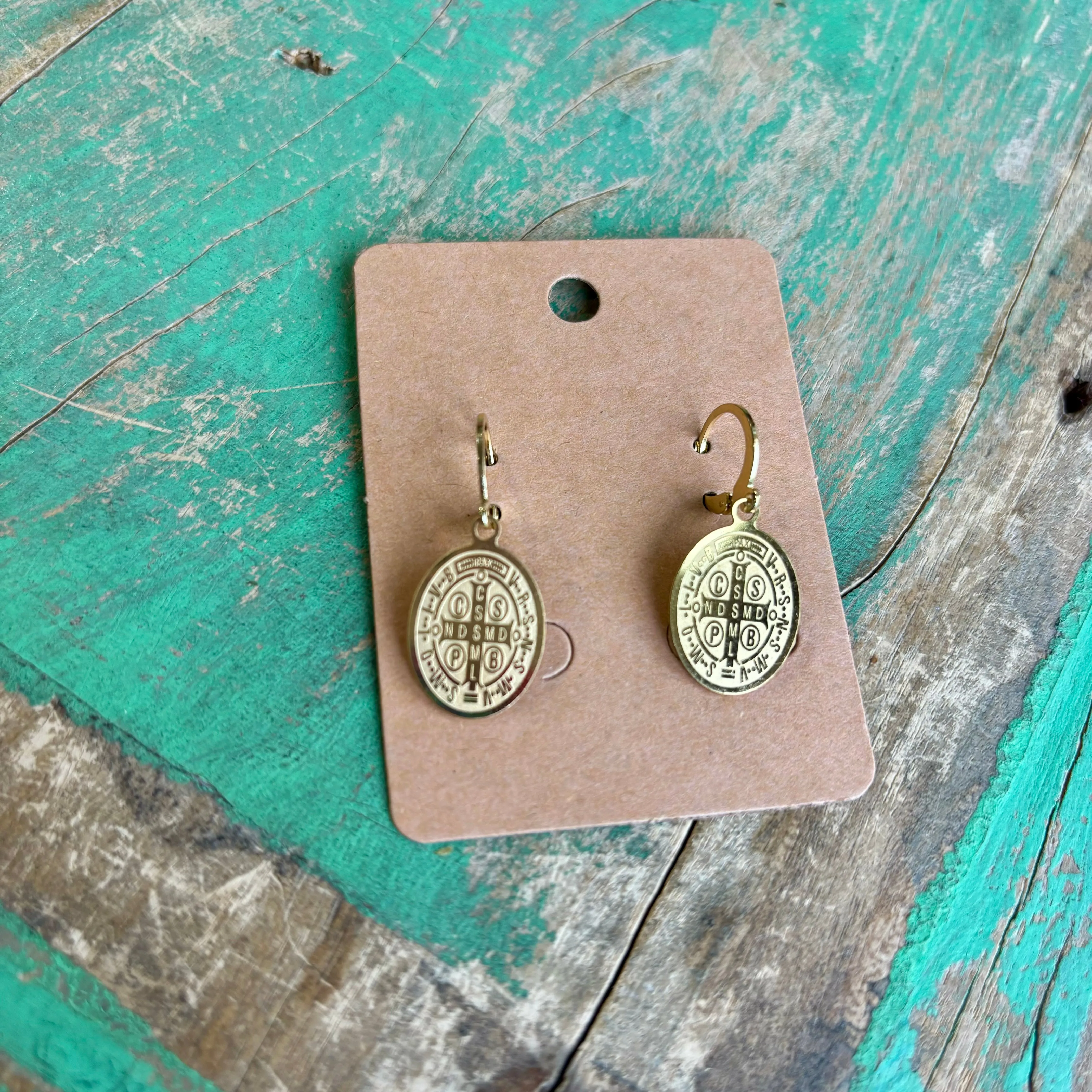 Stainless Steel Oval St Benedict Adjustable Chain Necklace or Earrings