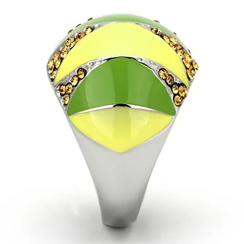 Stainless Steel Ring Top GRD Crystal Topaz TK831 for Women Style High