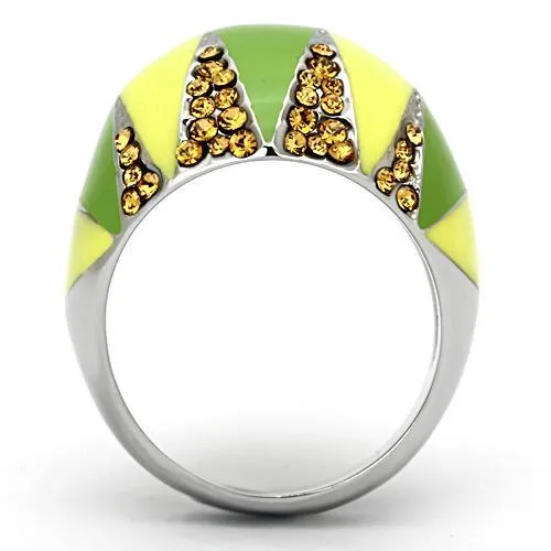 Stainless Steel Ring Top GRD Crystal Topaz TK831 for Women Style High