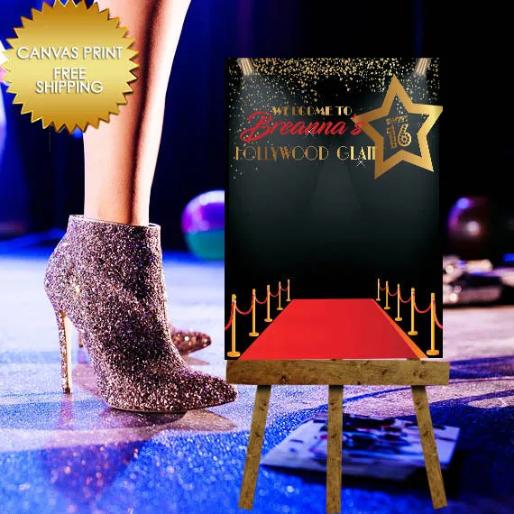 Sweet 16 Birthday Red Carpet Theme Welcome Canvas Sign