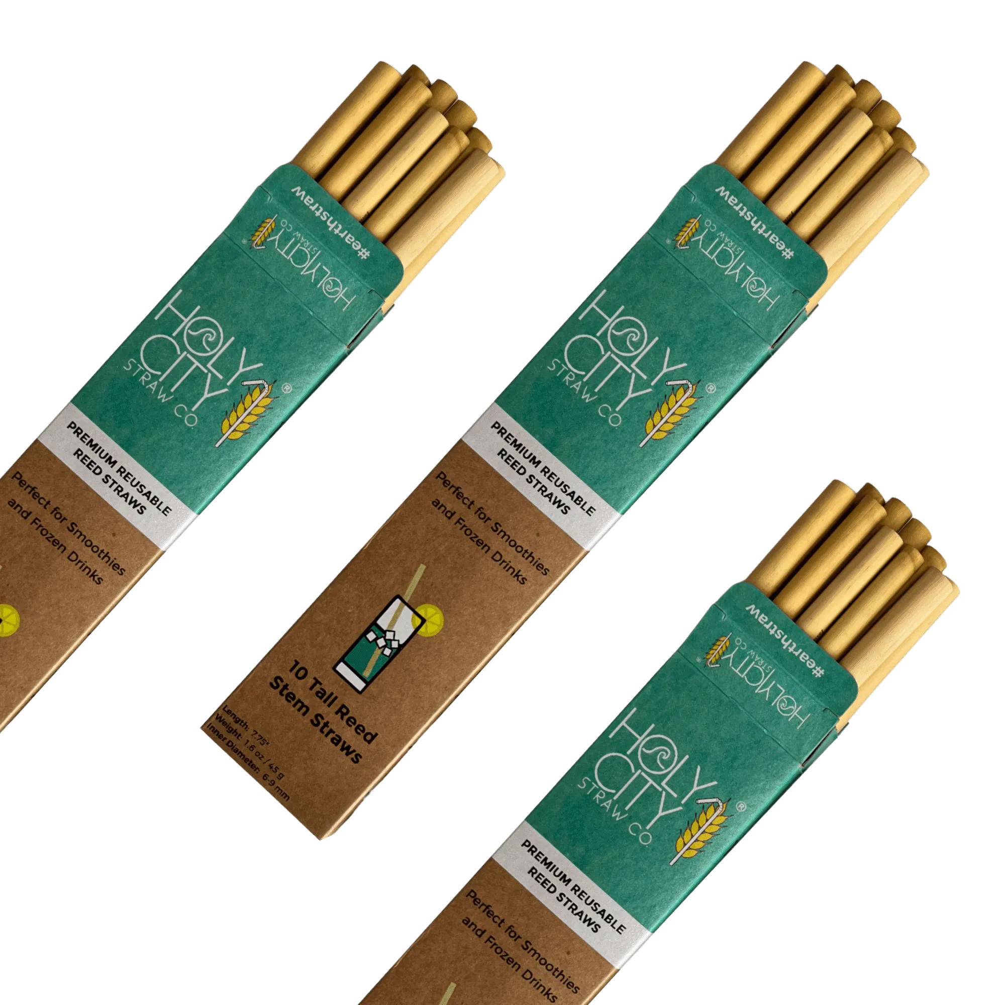 Tall Reusable Reed Straw Bundle - 3 Pack