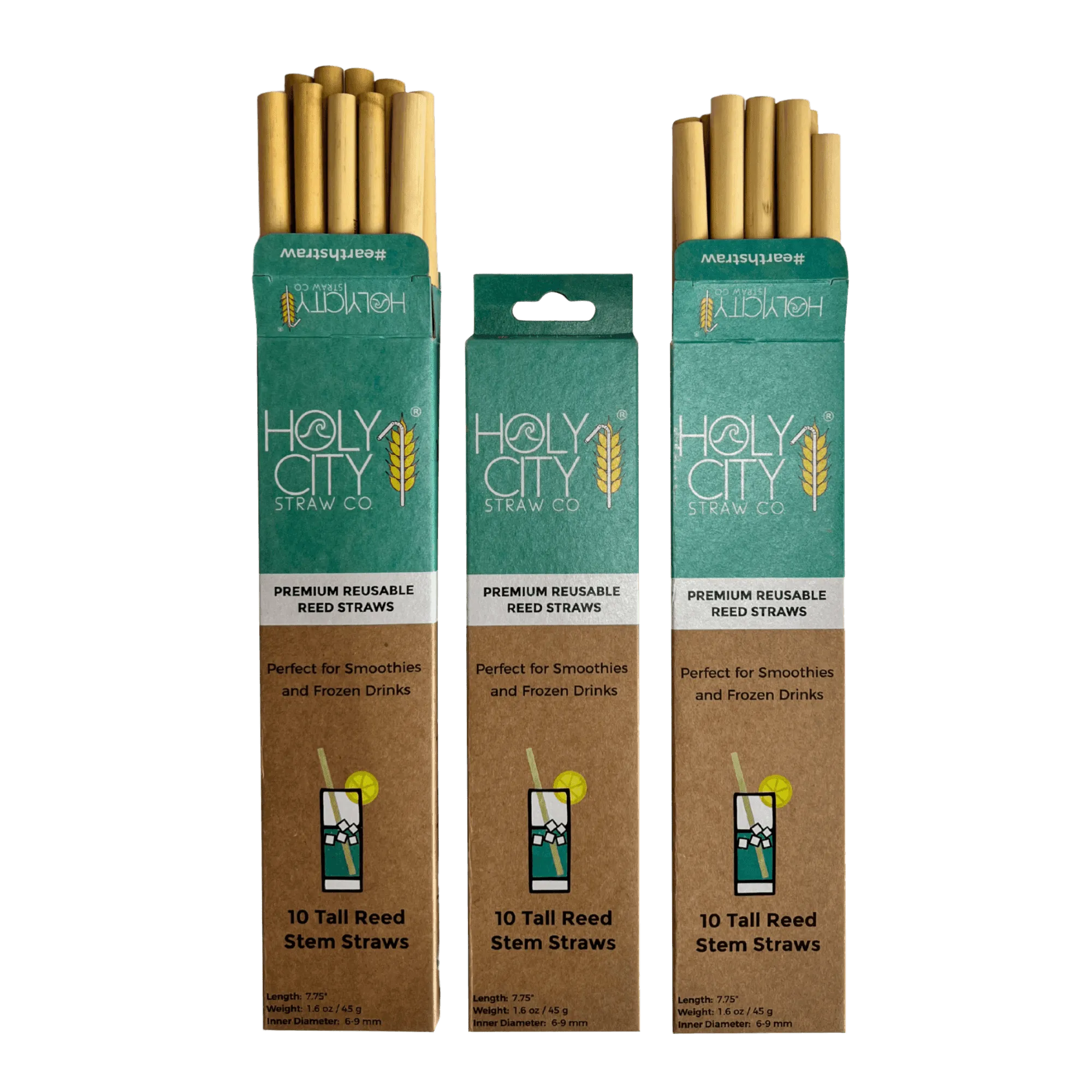 Tall Reusable Reed Straw Bundle - 3 Pack