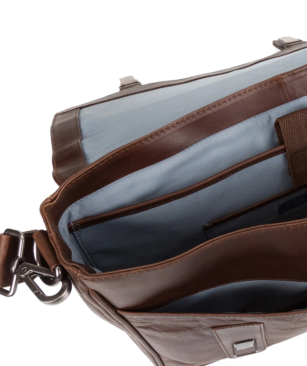 'Task' Dark Brown Leather 14-Inch Laptop Briefcase