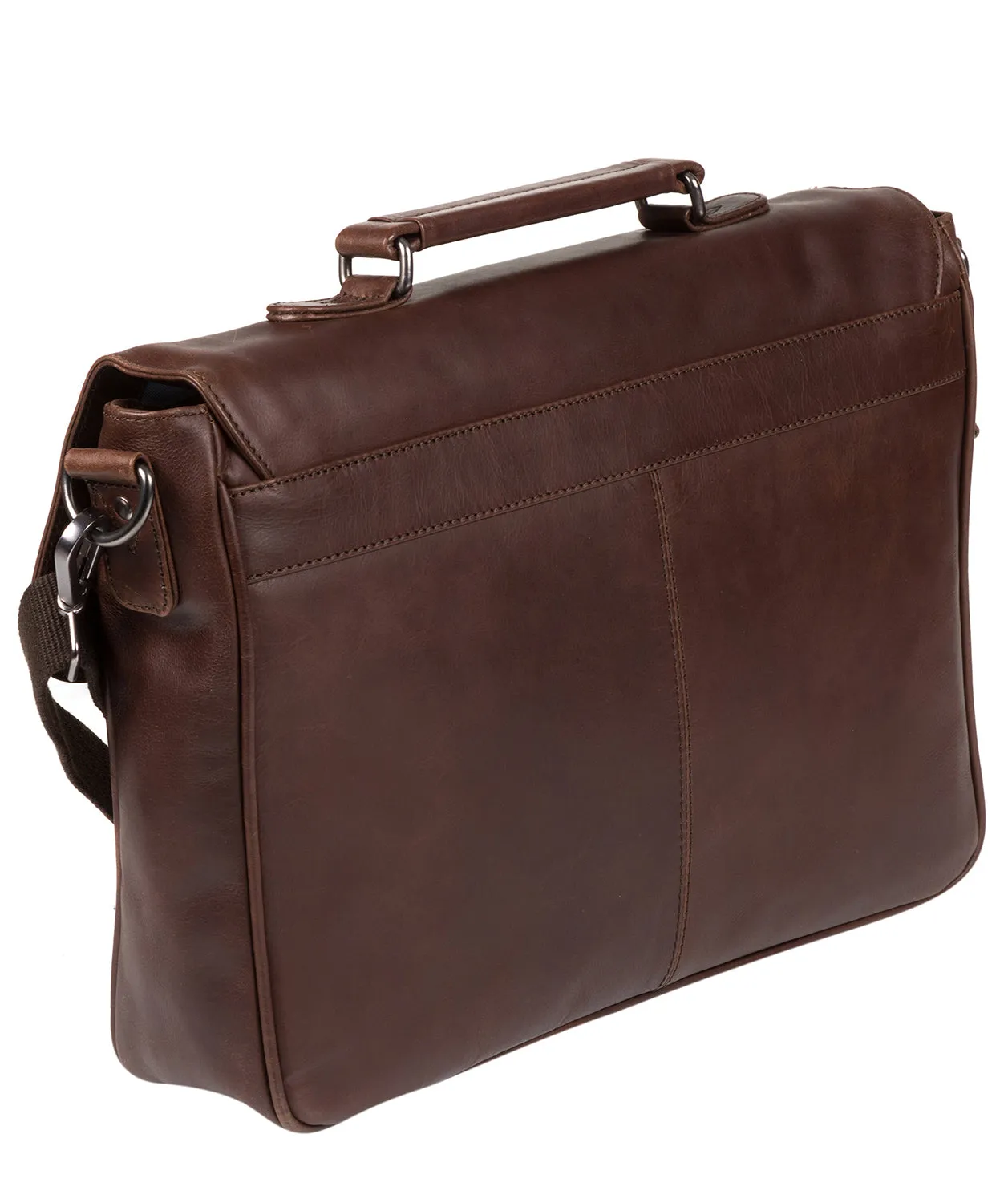 'Task' Dark Brown Leather 14-Inch Laptop Briefcase