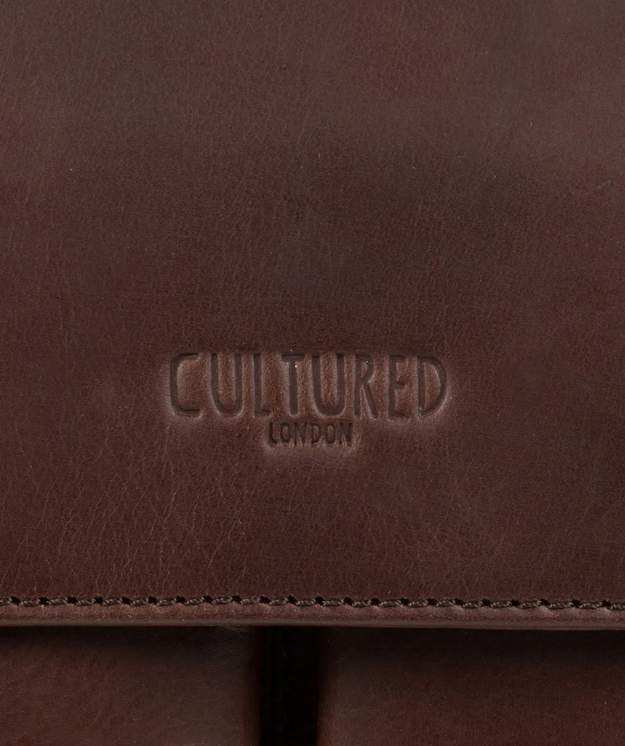 'Task' Dark Brown Leather 14-Inch Laptop Briefcase