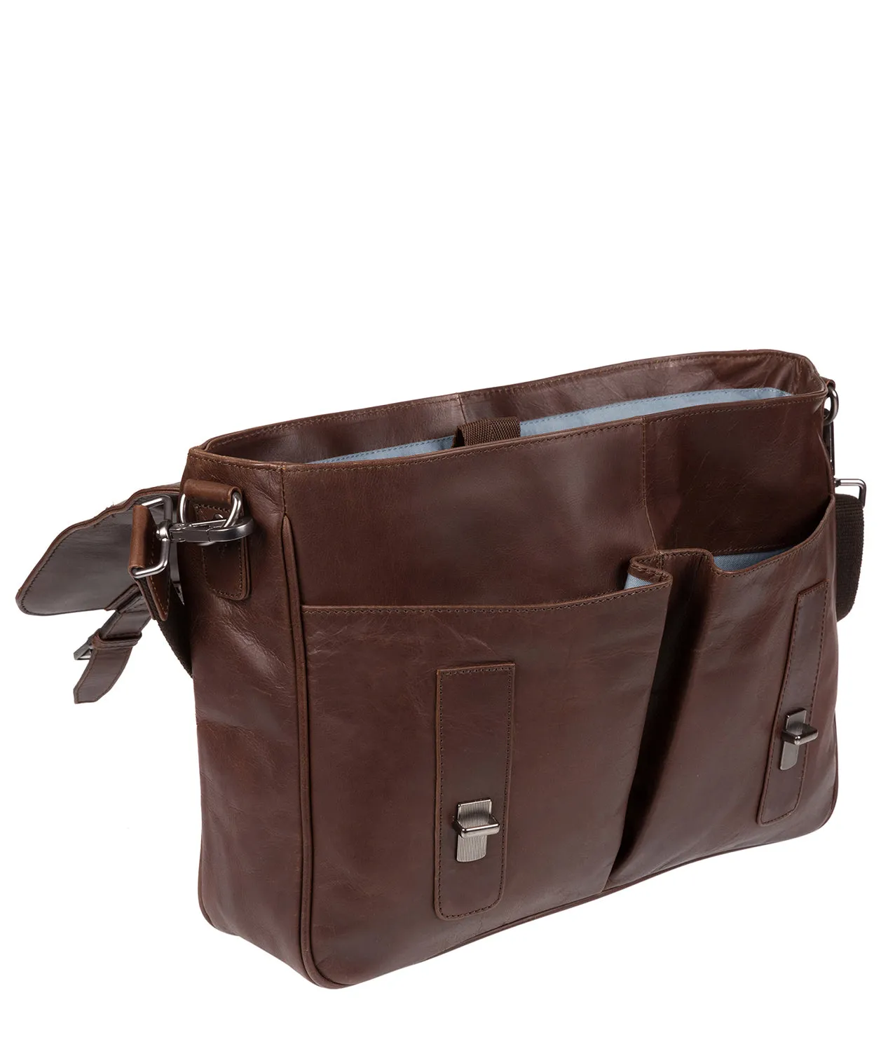 'Task' Dark Brown Leather 14-Inch Laptop Briefcase