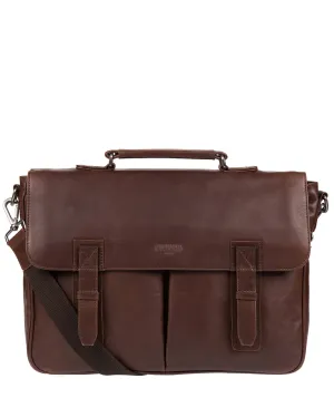 'Task' Dark Brown Leather 14-Inch Laptop Briefcase