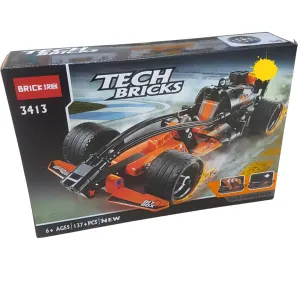 Tech Bricks Black Champion Racer Building Set - 137 Pieces for Kids Ages 6 