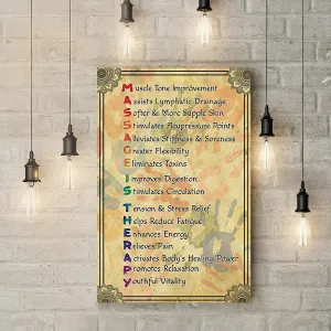 Teesdily | Massage Therapy Color Hands Vintage Mandala Vertical Poster Physical Therapist Canvas Massage Studio Decor Gifts
