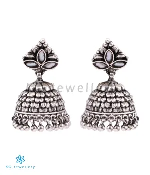 The Adhanika Silver Pearl Jhumka (Oxidised/Pearl/Push)