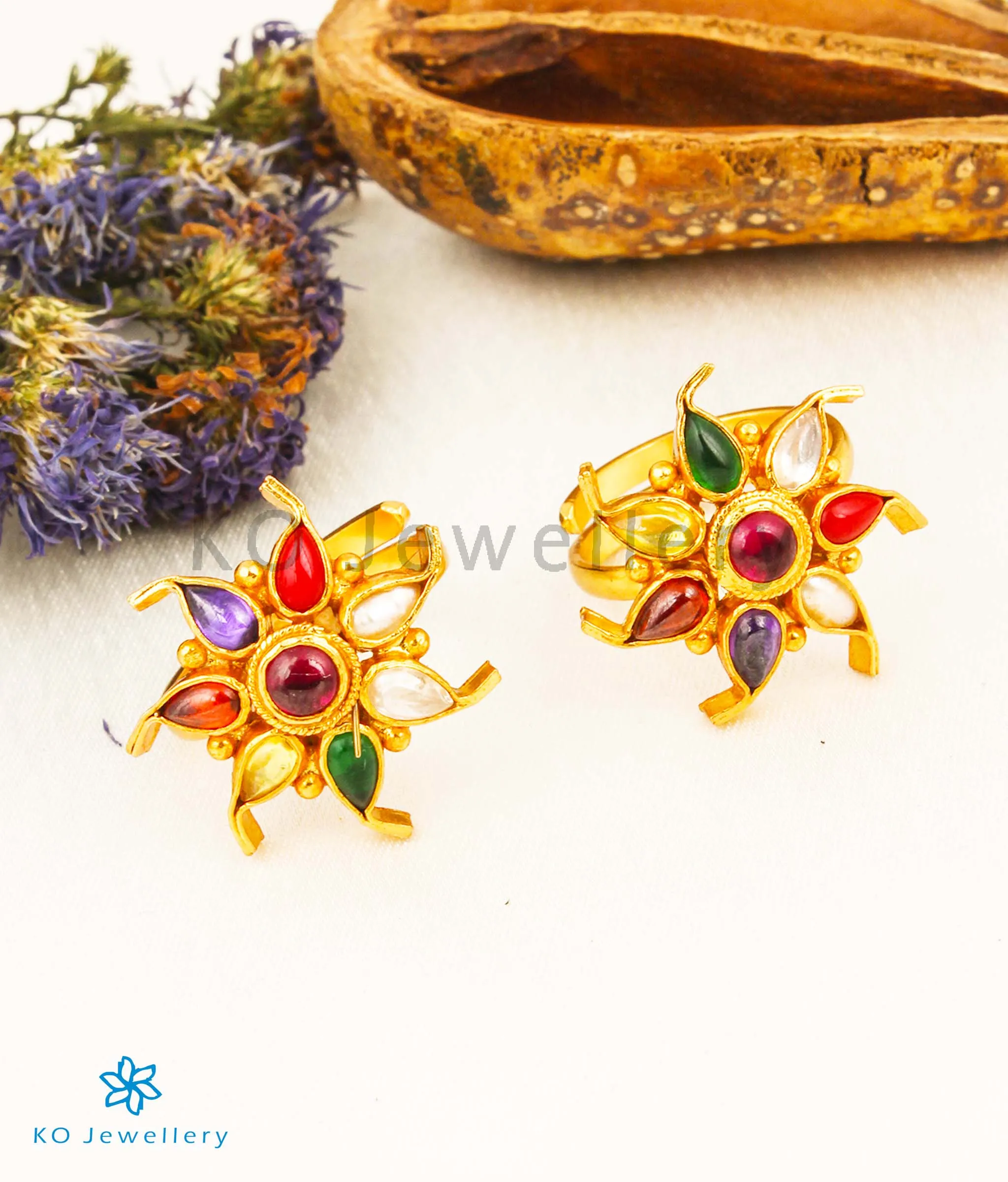 The Sahitya Silver Navratna Toe-Rings