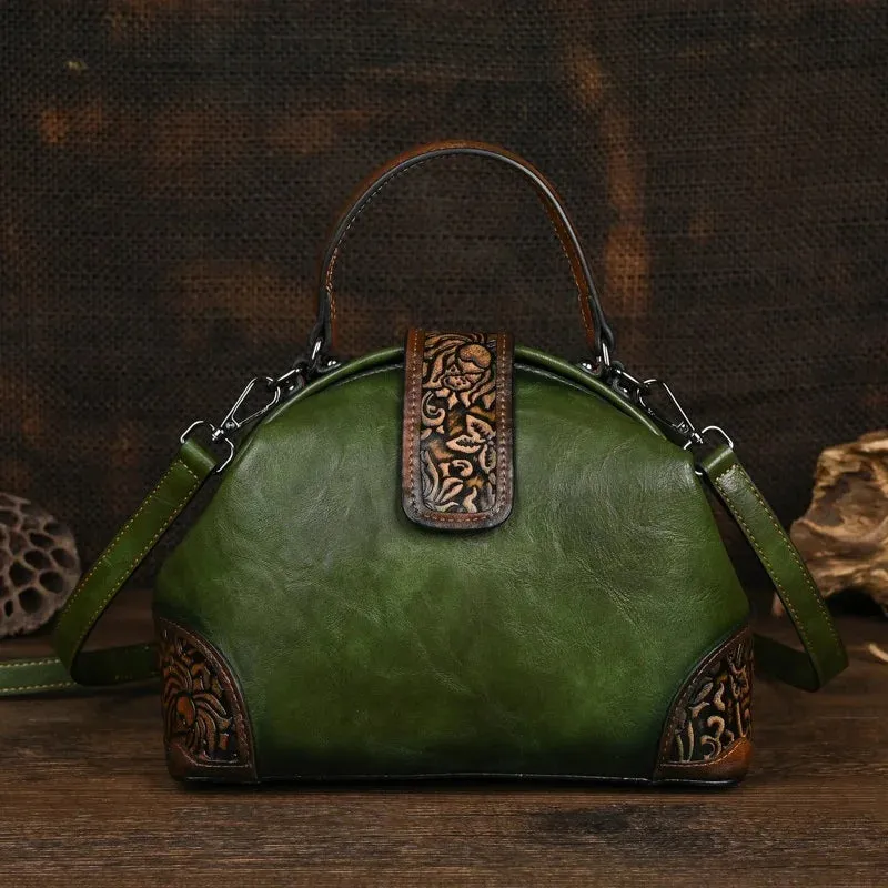 Trendy Multi-Color Embossed Leather Crossbody Bag