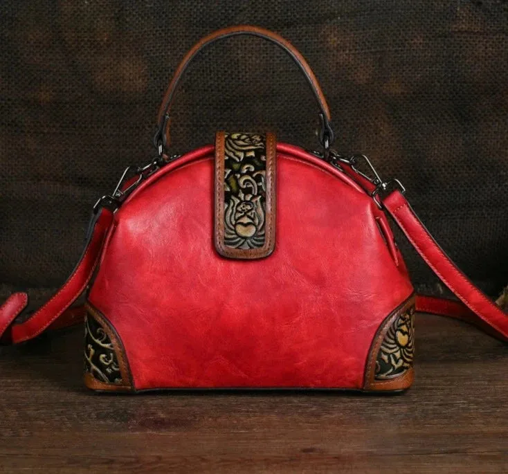 Trendy Multi-Color Embossed Leather Crossbody Bag