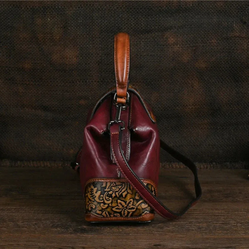 Trendy Multi-Color Embossed Leather Crossbody Bag