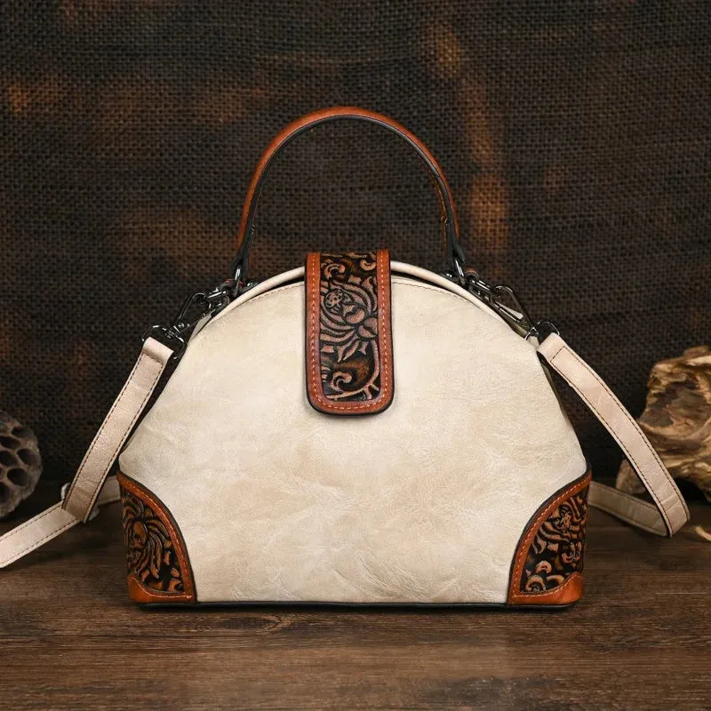 Trendy Multi-Color Embossed Leather Crossbody Bag
