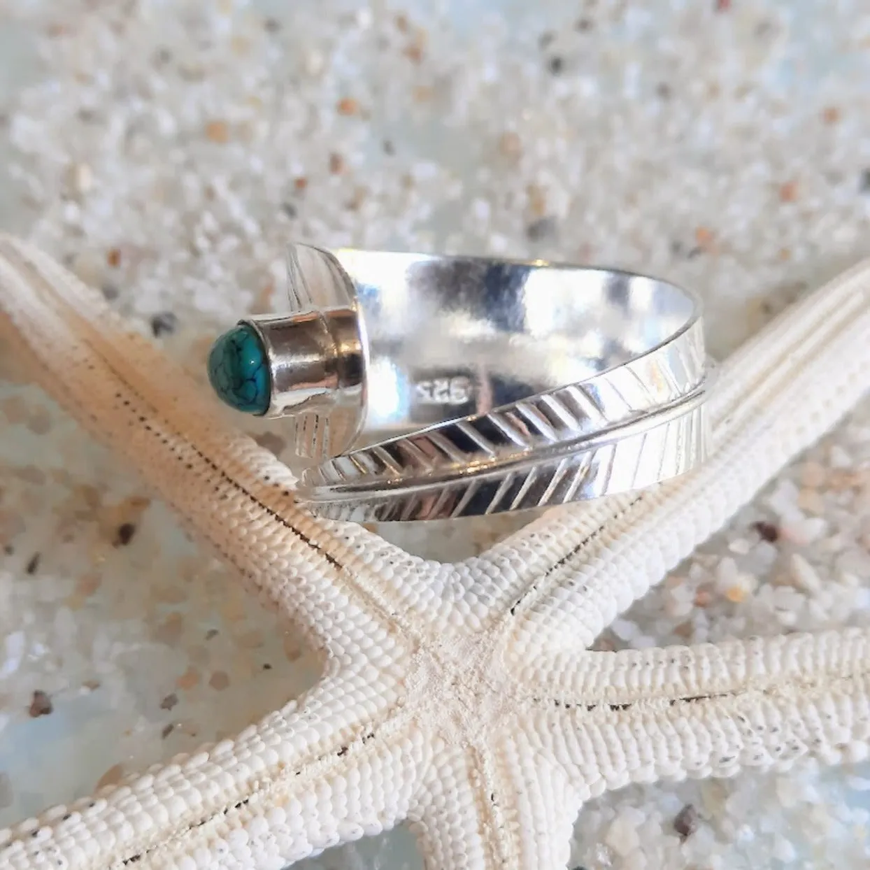 TURQUOISE LEAF - 925 ADJUSTABLE TURQUOISE RING