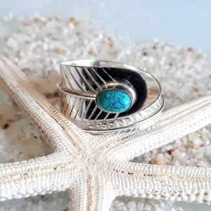 TURQUOISE LEAF - 925 ADJUSTABLE TURQUOISE RING