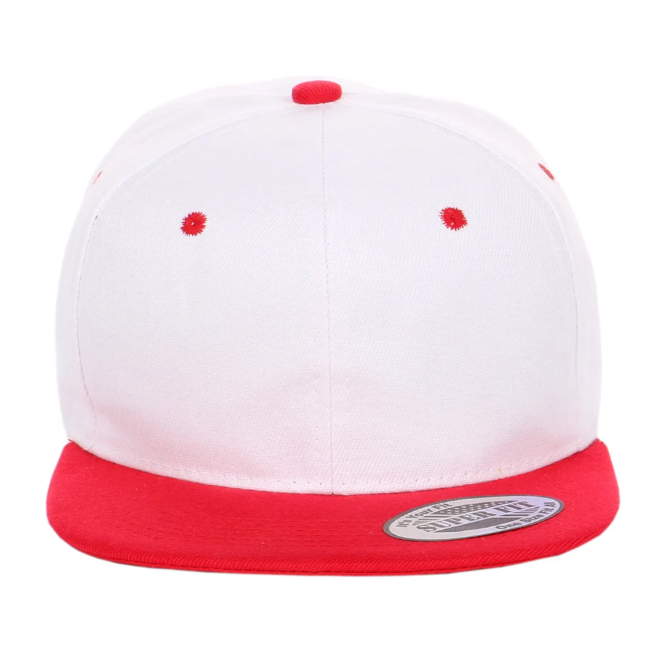 Two-Tone Blank Adjustable Flat Bill Plain Snapback Hats - More Colors
