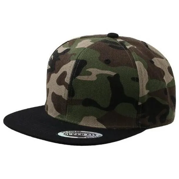 Two-Tone Blank Adjustable Flat Bill Plain Snapback Hats - More Colors