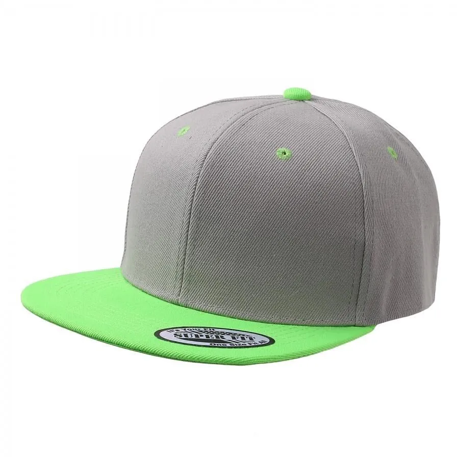 Two-Tone Blank Adjustable Flat Bill Plain Snapback Hats - More Colors