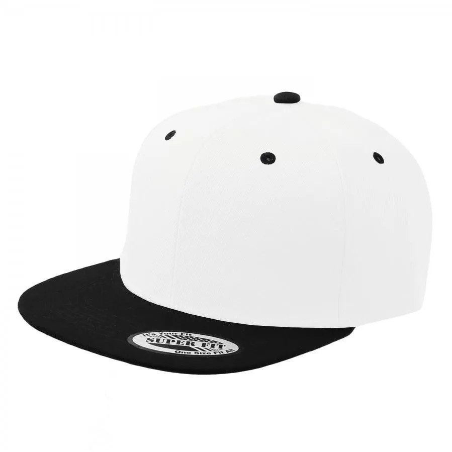 Two-Tone Blank Adjustable Flat Bill Plain Snapback Hats - More Colors