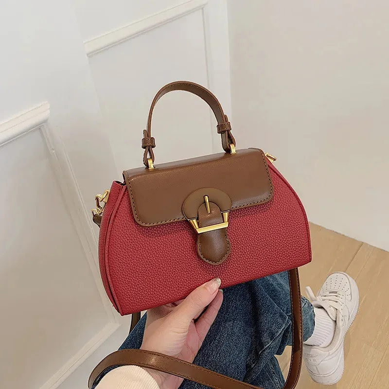 Uniwim Women Autumn Winter New Color Contrasting Diagonal Cross Bag Fashion Simple Splicing Handbag Korean Edition Single Shoulder Bag