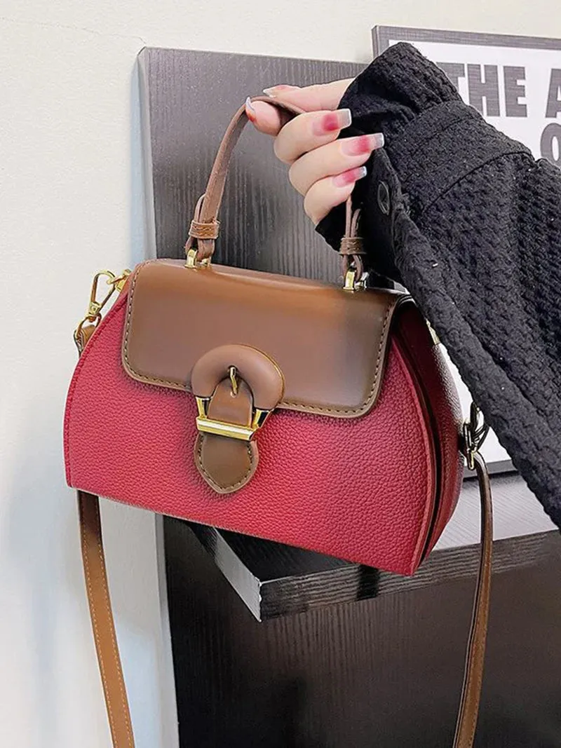 Uniwim Women Autumn Winter New Color Contrasting Diagonal Cross Bag Fashion Simple Splicing Handbag Korean Edition Single Shoulder Bag