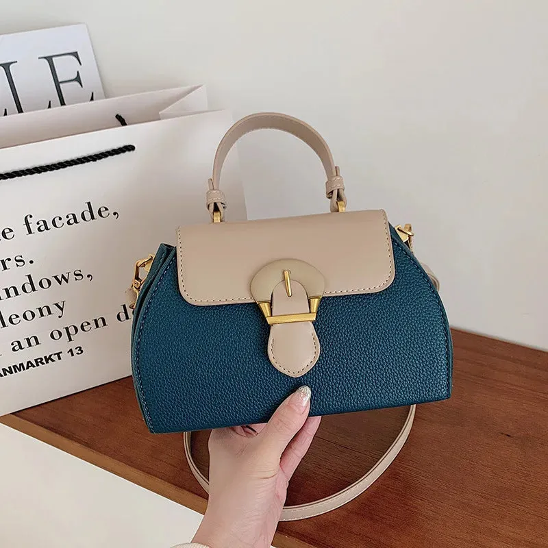 Uniwim Women Autumn Winter New Color Contrasting Diagonal Cross Bag Fashion Simple Splicing Handbag Korean Edition Single Shoulder Bag