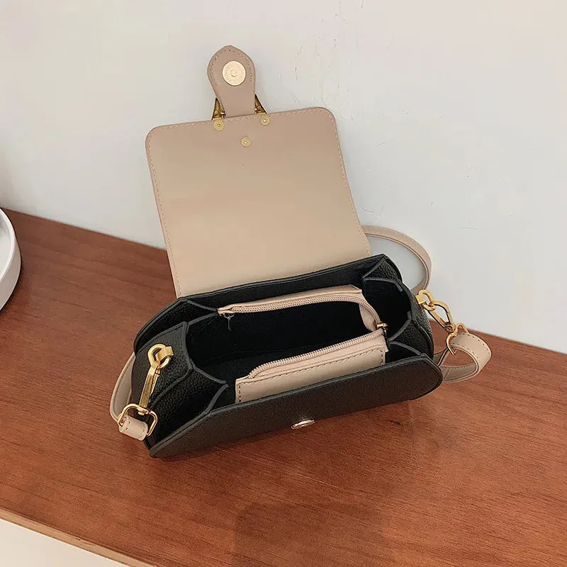 Uniwim Women Autumn Winter New Color Contrasting Diagonal Cross Bag Fashion Simple Splicing Handbag Korean Edition Single Shoulder Bag