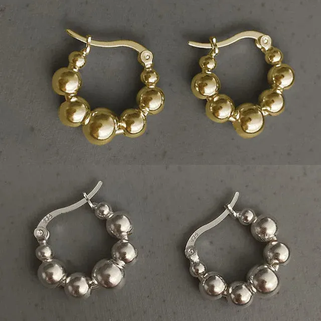 VAIGE Dazzling Silver Bead Hoop Earrings
