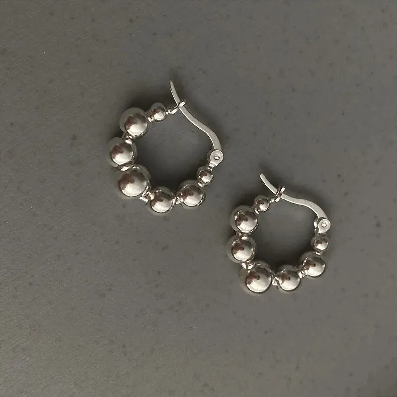 VAIGE Dazzling Silver Bead Hoop Earrings