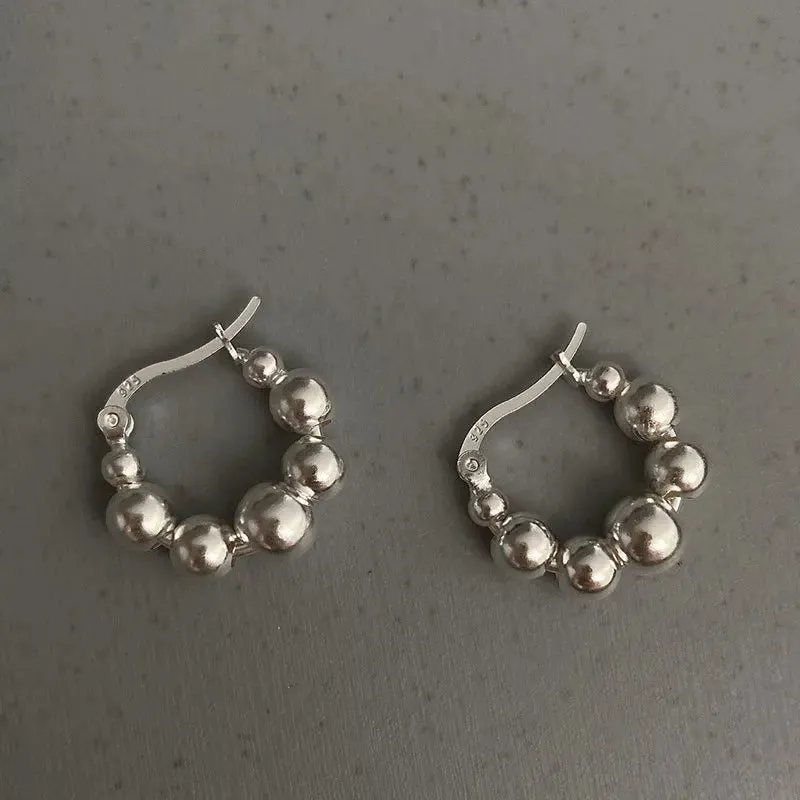 VAIGE Dazzling Silver Bead Hoop Earrings