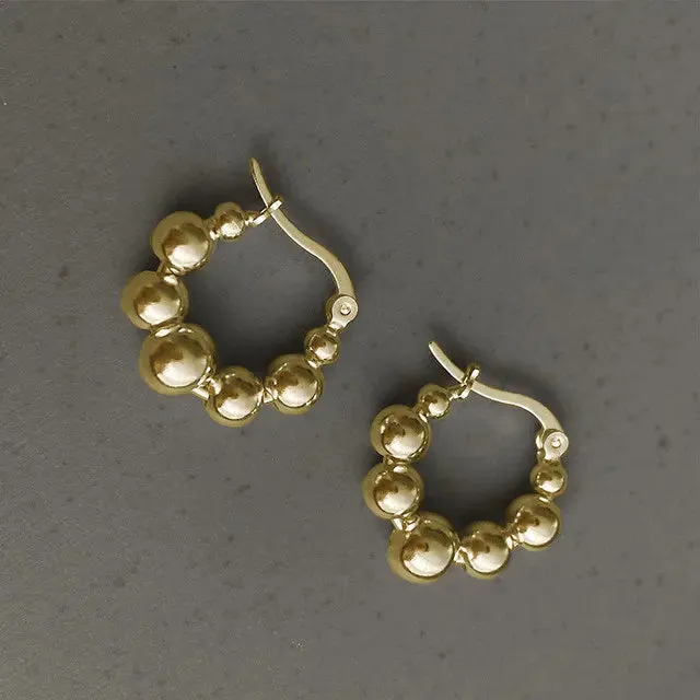 VAIGE Dazzling Silver Bead Hoop Earrings