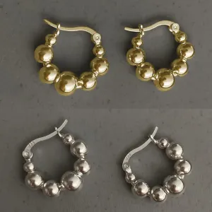 VAIGE Dazzling Silver Bead Hoop Earrings