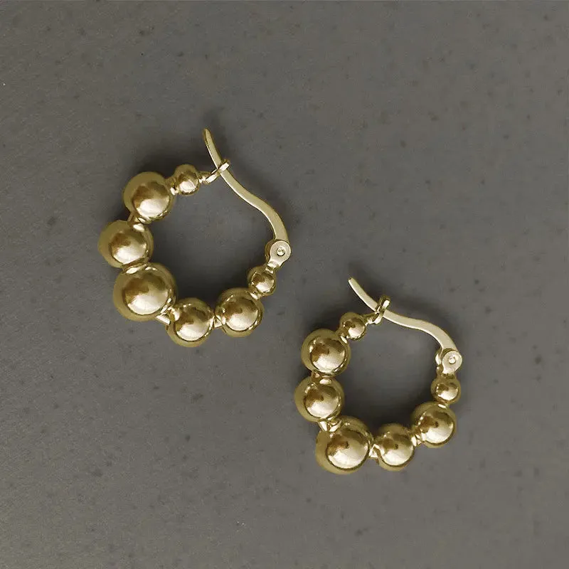 VAIGE Dazzling Silver Bead Hoop Earrings