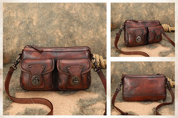 Vintage Ladies Leather Cross Shoulder Purse Women's Satchel Bag