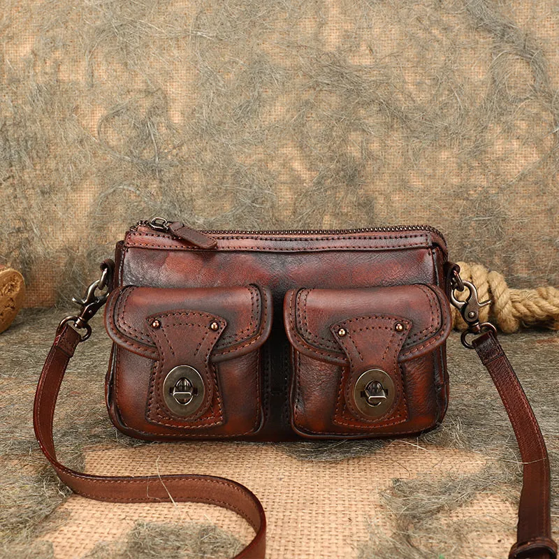 Vintage Ladies Leather Cross Shoulder Purse Women's Satchel Bag