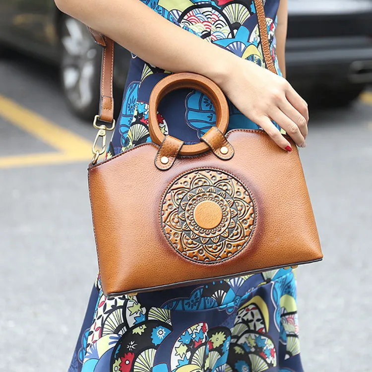 Vintage Womens Western Leather Crossbody Purse Shoulder Handbags For Women