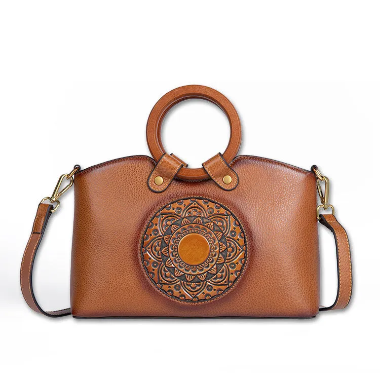 Vintage Womens Western Leather Crossbody Purse Shoulder Handbags For Women