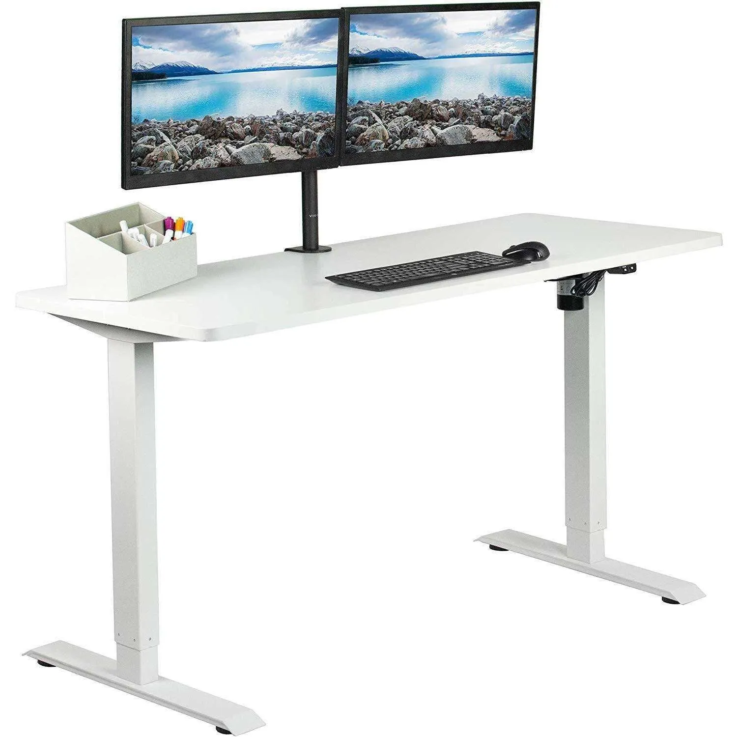 VIVO 60"x24" Electric Desk with White Frame, DESK-KIT-W06W/W06B/W06C/W06D/W06E
