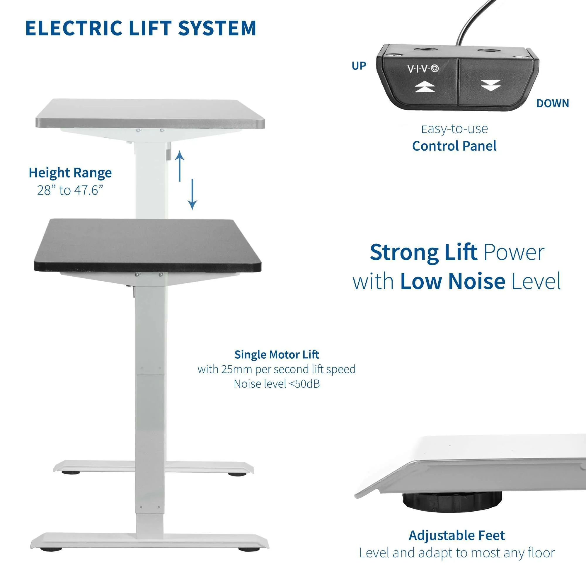 VIVO 60"x24" Electric Desk with White Frame, DESK-KIT-W06W/W06B/W06C/W06D/W06E