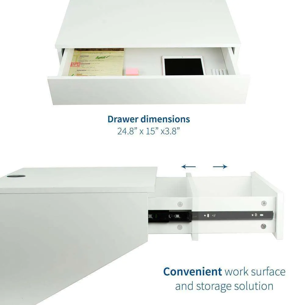 VIVO White Wall Mounted 28” Desk with Drawer, DESK-SF01W