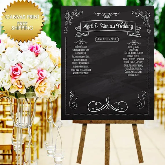 Wedding Guest List Canvas Sign