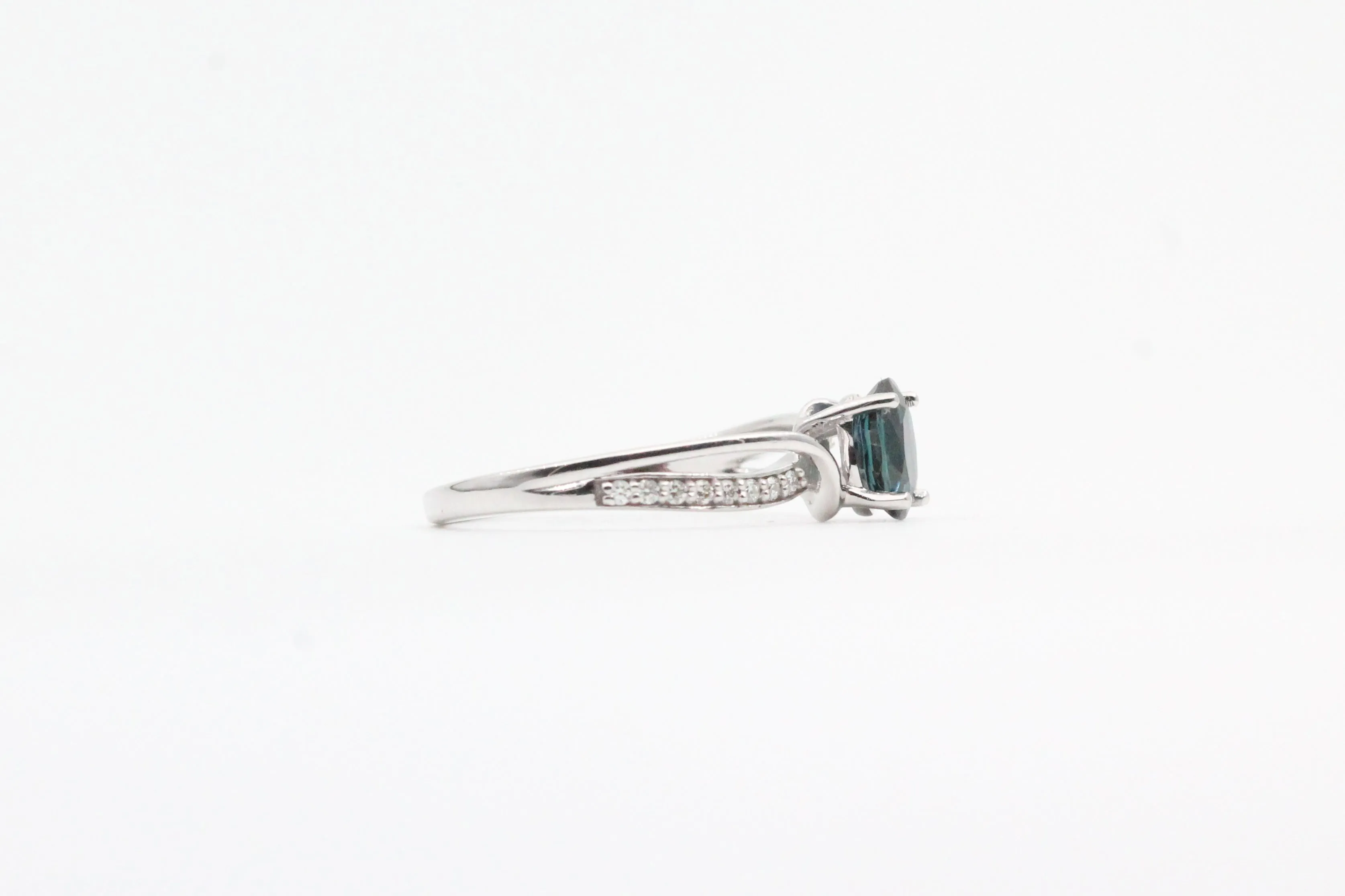 White Gold Sapphire and Diamond Ring