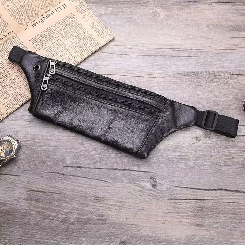 Wholesale Men's genuine leather waist bag multifunctional waterproof waist bag mobile phone bag
