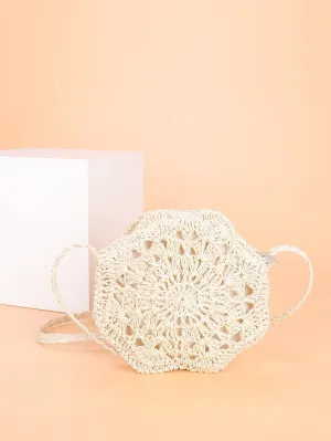 Woven Floral Shaped Crossbody Bag