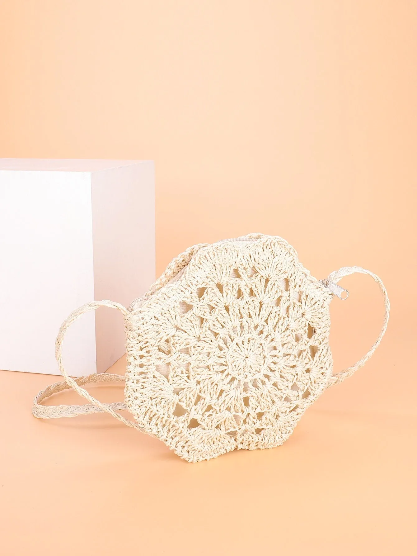 Woven Floral Shaped Crossbody Bag