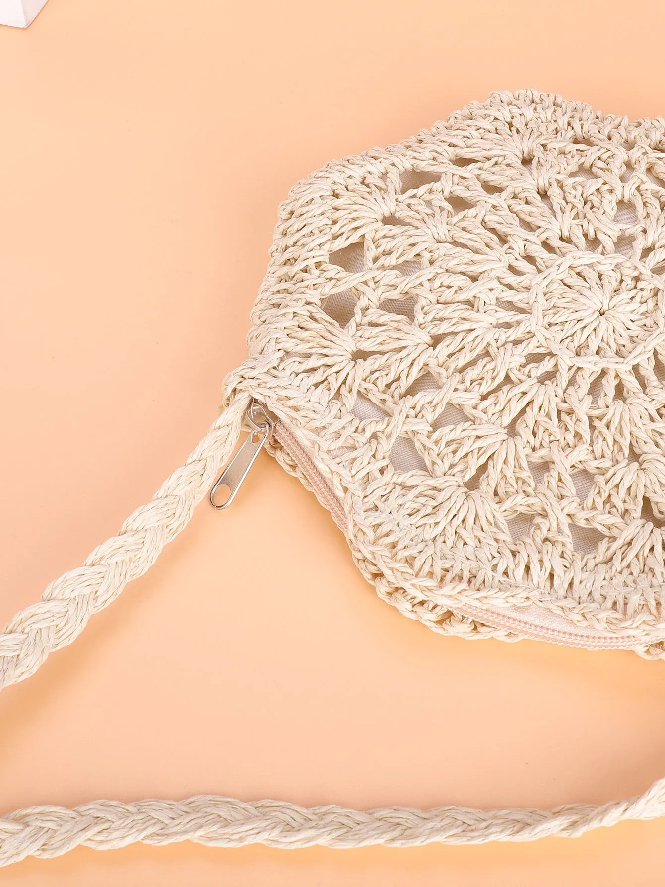 Woven Floral Shaped Crossbody Bag